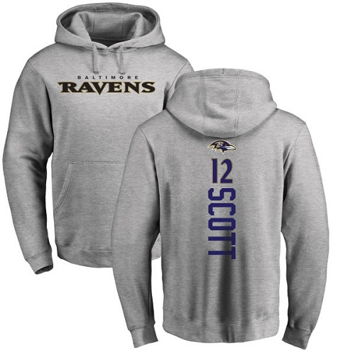 Men Baltimore Ravens Ash Jaleel Scott Backer NFL Football #12 Pullover Hoodie Sweatshirt